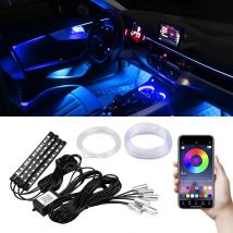 Wnętrze samochodu Neon RGB Led Ambient Light Zestaw światłowodowy z kontrolą dźwięku APP Wiele trybów Automatyczna atmosfera Lampa dekoracyjna