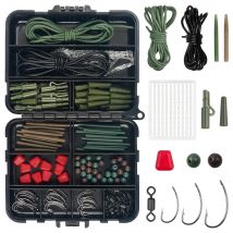 252Pcs Karpfen Angeln Zubehör Kit Haken Wirbel Sicherheit Blei Clips Schwanz Gummi Anti Verwicklung Ärmeln für Karpfen Angeln haar Rig