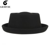 GEMVIE Klassische 100% Wolle Weichem Filz Pork Pie Hut Fedora für Männer Frauen Herbst Winter Wolle Hut Gebogene Krempe Männer kleid Hüte