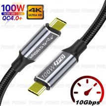 USB3.2 Gen2 10Gbps Type-C 3.1 Cable 4K Vidio Cable USB Type C 5A 100W fast charging QC5.0 Cable For Samsung S21 Macbook Pro