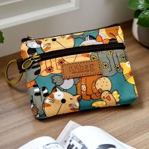 Simpatici animali Portafoglio Portamonete con cerniera Portamonete piccolo cartone animato Borsa portaoggetti leggera Borsa per soldi Porta carte chiave per donne studentesse