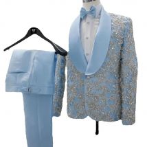 Luxury Rhinestone Suit for Men 2 Piece Single Breasted Wedding Party Tuxedos Customized Blazer Pants abiti uomo estivi eleganti