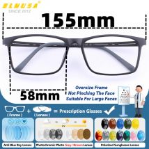 BLMUSA Occhiali da vista ultraleggeri con montatura grande Uomo Occhiali da lettura multifocali ottici con gamba quadrata in titanio anti luce blu