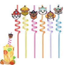 6 sztuk Paw Patrol słomki spożywcze spiralna pipeta dla dzieci chłopcy dziewczęta dekoracja urodzinowa Baby Shower zaopatrzenie firm prezenty