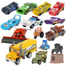 Disney Pixar Toy Car 2/3 Lightning  Mcqueen Fritter Miss Frank Collection 1:55 Die Cast Metal Alloy Model Kid Boy Birthday Gifts