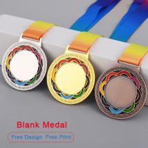 Award Medaillen Blank Medaille mit Farbe Band Gold Silber Bronze Gewinner Belohnung Medaillen Angepasst Preis Geschenk Schule Sport Souvenir