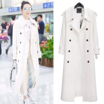 Langer weißer Trenchcoat Damen neue Frühling Herbst Mode zweireihige schlanke Langarm Wind jacke weibliche Oberbekleidung