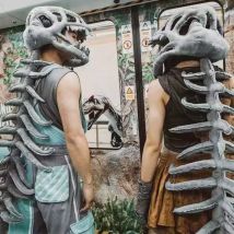 Zestaw kostiumu szkieletu dinozaura 3D, realistyczny, zabawny nakrycie głowy, przebranie cosplay, pluszowe zabawki, kreatywne prezenty