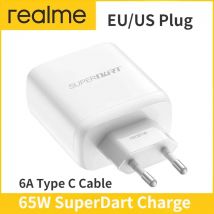 Oficjalna ładowarka Realme 65W SuperDart z wtyczką EU/US do Realme 10 Pro Plus GT Neo2T GT2 Q5 9 Pro 8 7 65W Super Dart