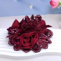 Rote Blumen breiter Kreis elegantes Stirnband weibliches elastisches Gummiband Pferdeschwanz Coles Para El Pelo Scrunchies Haarschmuck