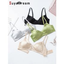 Suad ream Frauen Seide BH Set 93% Seide 7% Spandex dünne Form Tasse Draht frei Unterwäsche bequem intimates Silber rosa