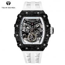 Lunetta in fibra di carbonio TSAR BOMBA 2022 Orologio automatico da uomo di lusso Orologio impermeabile Orologio da polso meccanico scheletrato di moda per uomo