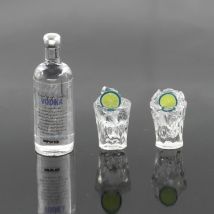 RC Auto Zubehör Dekoration Mini Wodka Flasche Wein Glas Set für 1/10 Rock Crawler Axial SCX10 TAMIYA C01 RC4WD D90 TF2 TRX4