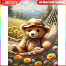Huacan Diamant Malerei Cartoon Bär volle quadratische/runde Mosaik Blume 5d DIY Gemälde für den Innenraum