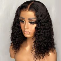 Parrucche dei capelli umani per le donne parrucca frontale brasiliana dell'onda profonda 180 densità parrucca trasparente del merletto della parte di T Jerry Curl Bob prepizzicato Remy