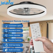 Wentylator sufitowy Jelena z oświetleniem, nowoczesny, okrągły, niskoprofilowy, 50 cm, LED, z pilotem, do kuchni, sypialni, dekoracja.