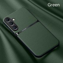 Custodia posteriore in pelle per Samsung Galaxy S25 S24 S23 Ultra Plus S25FE S24FE Supporto per auto Custodia in pelle magnetica Cellulare Coques