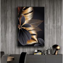 Kunst Malerei Nordic Wohnzimmer Dekoration Bild Schwarz Goldene Anlage Blatt Leinwand Poster Druck Moderne Wohnkultur Abstrakte Wand