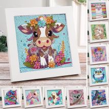 Neue DIY Kinder Nummer Diamant Malerei Cartoon Tier Kunst Diamant Stickerei Strass Aufkleber Set