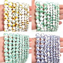 28–60 Stück/Strang 6, 8, 10, 12 mm kleine Blumen-Keramikperlen für Schmuckherstellung, Perlen im chinesischen Stil, lose Distanzperlen, DIY-Armband