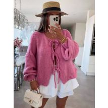 Einfarbig Oansatz Spitze-up Strickjacke Frauen 2025, Herbst Winter Streetwear Casual Einfachheit Pullover Mäntel