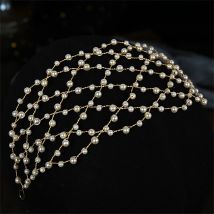 Simulierte Perlen Stirnband Haar kette für Braut Hochzeit Kopfschmuck Tiara Schmuck Frauen Haarschmuck Hochzeit Noiva Haar bänder