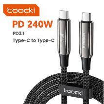 Toocki Cavo da USB C a tipo C da 240 W PD3.1 per MacBook Samsung S23 Xiaomi Cavo di ricarica rapida Tipo C per iPhone 15 Cavo dati Huawei