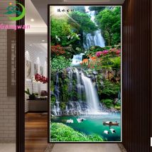 Großer Wasserfall 5D runder quadratischer Diamantstickerei Geld verdienen Diy komplette Sets Diamantmalerei Mosaikbilder Strasssteine