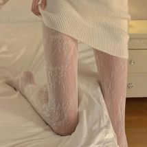 Frauen Fischnetz Strumpfhosen Sexy Lolita Höhlte Spitze Strümpfe Fishnet Floral Elastizität Dünne Strumpfhosen Frau Hohe Taille Strumpfhosen