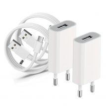 2 Sätze 5 v1a Universal-USB-Ladegerät adapter mit europäischem Standardst ecker mit 1m USB-A-Typ-C-Kabel für Mobiltelefone