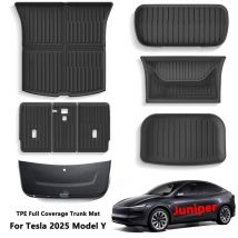 Für Tesla Modell Y Juniper 2025, hintere Kofferraummatten, vollständige Abdeckung, Kofferraumabdeckung, Sitzlehne, Schutzpolster, Cargo-Liner, Anti-Schmutzmatte