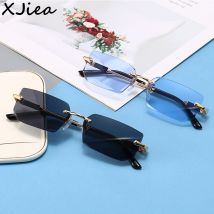 XJiea Rechteckige randlose Sonnenbrille, modische Herren-Outdoor-Sonnenbrille, dekorative Sommerbrille für Damen, Einkaufen, Fahren zum Tragen