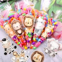 24 Stück Wildtier-Aufkleber, Sweetcone-Karton-Aufkleber für Kinder, Dschungel-Safari, alles Gute zum Geburtstag, Party-Dekoration, DIY-Keks-Verpackung