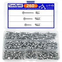 260 Stück 3/4 Edelstahl #8 Sechs kant schrauben Sortiment #8x1 "#8x1/2" #8x "Hardiflex schrauben für Blech