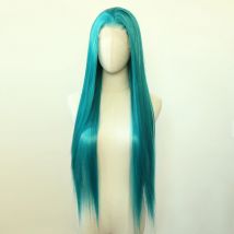 Blaugrün grün synthetische Spitze Front Perücke lange gerade smaragdgrün synthetische Perücke vor gezupft hitze beständige Haar Perücke