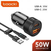 Toocki 50 W USB-Autoladegerät für iPhone 15 1413 Schnellladung PD Typ C Schnellladung USB C Autotelefon-Ladegerät für POCO Xiaomi 13 12