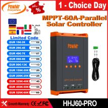 PowMr 60A MPPT Controlador de carga solar Carga de 3 etapas para batería de 12V 24V 36V 48V Panel solar de 160VDC puede paralelo 12 unidades