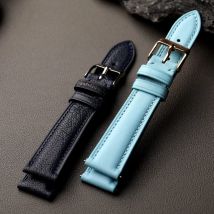 Handmade goat leather strap 18 19 20 22MM blue Watchband, quick master, soft men's strap, retro style soft bracelet