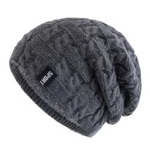 New Unisex Winter Hats Male Female Sports Label Casual Beanie Hat Plush Fleece Lined Warm Knitted Hats