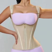 Fajas Colombianas Body Shaper Shapewear Damen Weste Tops Doppelte Kompression Taille Trainer Korsett Verstellbarer Reißverschluss und Hakenögen