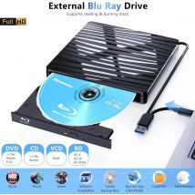 Unità ottica Blu-ray esterna USB 3.0 per PC portatile Windows 11/10 Mac Unità portatile 3D BD-RW Lettore CD DVD BD Lettore masterizzatore