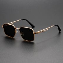 Modische Sonnenbrille mit quadratischem Rahmen aus Metall – ein Must-Have für trendige Ausflüge und Straßenfotografie