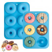 Molde de silicona resistente al calor para rosquillas, sartén para hornear, Mini molde para magdalenas, grado alimenticio, 6 rosquillas