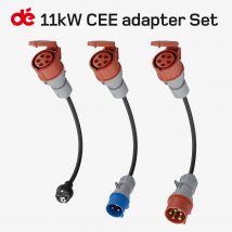 dé 11 kW CEE 16 A 5-poliges Adapter-Set inklusive 3-Phasen-32A-Rot, 1 Phasen 16 A blau, 1-Phasen-Schuko-Stecker für Ladestation EV-Ladegerät
