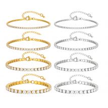 2/3/4/5MM Luxus Zirkon Tennis Kette Armband für Frauen, Edelstahl Armband Zirkon Kette Armbänder, zierliche Schmuck Geschenk