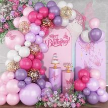 63 pezzi kit arco ghirlanda di palloncini rosa viola bianco matrimonio fidanzamento festa di compleanno set di palloncini decorazioni per addio al nubilato