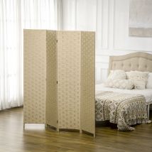 HOMCOM Biombo Separador 4 Paneles Plegable 159,5x169,5 cm para Dormitorio Salón