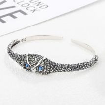 Sole Memory Retro Thai Silber Shiny Zirkon Eule 925 Sterling Silber Resizable Öffnung Armband Für Frauen Luxus BR352