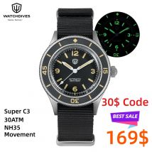 Watchdives WD50Ti Titanium Automatic Dive Watch 300M NH35 Men’s Mechanical Watch Sapphire  Ceramic Bezel Super Luminova C3 BGW9