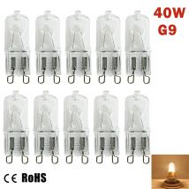 10pcs 40W G9 Halogen Bulb Halogen Bulb Pin Base Tungsten Bulb Warm White Globe Lamp